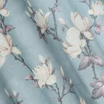 Zasłona na przelotkach 140x250 LUNA popielata o strukturze płótna zdobiona pastelowym nadrukiem różowych kwiatów - 7