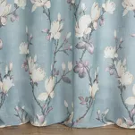 Zasłona na przelotkach 140x250 LUNA popielata o strukturze płótna zdobiona pastelowym nadrukiem różowych kwiatów - 8