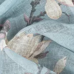 Zasłona na przelotkach 140x250 LUNA popielata o strukturze płótna zdobiona pastelowym nadrukiem różowych kwiatów - 3