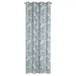 Zasłona na przelotkach 140x250 LUNA popielata o strukturze płótna zdobiona pastelowym nadrukiem różowych kwiatów - 6