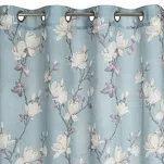 Zasłona na przelotkach 140x250 LUNA popielata o strukturze płótna zdobiona pastelowym nadrukiem różowych kwiatów - 4