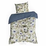 Pościel satynowa 160x200 SPRING 66 jasny beż ciemny niebieski z wzorem kwiatów z kolekcji Classic - 5