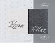 Komplet Ręczników 2x50x90 MĄŻ ŻONA srebrne stalowe - 2