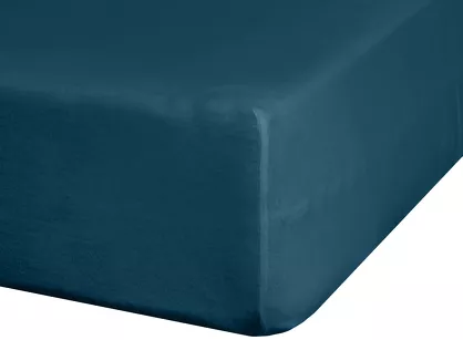 Prześcieradło z bawełny jersey z gumką ADELA granatowe 220x200 z kolekcji Ella Line
