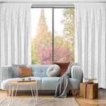 Zasłona na taśmie 140x270 MILI zaciemniająca typu dimout biała z geometrycznym srebrnym nadrukiem - 11