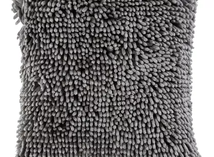 Poszewka dekoracyjna 40x40 SHAGGY 2 stalowa z miękkimi frędzelkami