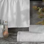 Komplet ręczników VENUS Eva Minge białe zdobione bordiurą w kolorze ręcznika z napisami projektantki z kolekcji Premium - 2