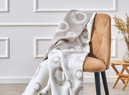 Koc bawełniany 150x200 2140-1 szary bańki mydlane z frędzlami