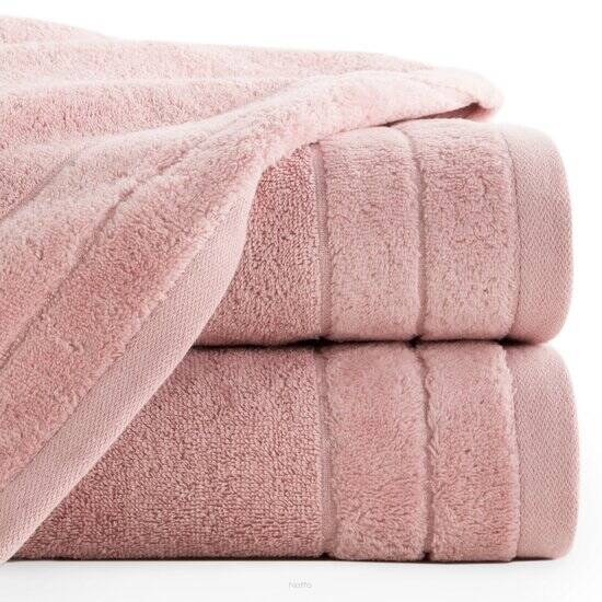 Ręcznik bawełniany 50x90 DAMLA pudrowy gładki z subtelną bordiurą
