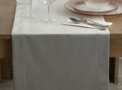 Bieżnik welwetowy 40x140 MELINDA srebrny wykończony mankietem