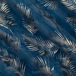 Zasłona na przelotkach 140x250 GLORIA welwetowa granatowa z szampańskim nadrukiem liści - 7