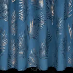 Zasłona na przelotkach 140x250 GLORIA welwetowa granatowa z szampańskim nadrukiem liści - 8