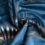 Zasłona na przelotkach 140x250 GLORIA welwetowa granatowa z szampańskim nadrukiem liści - 3