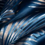 Zasłona na przelotkach 140x250 GLORIA welwetowa granatowa z szampańskim nadrukiem liści - 9