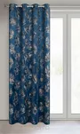 Zasłona na przelotkach 140x250 GLORIA welwetowa granatowa z szampańskim nadrukiem liści - 6
