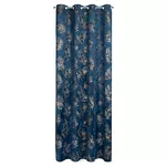 Zasłona na przelotkach 140x250 GLORIA welwetowa granatowa z szampańskim nadrukiem liści - 15