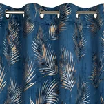 Zasłona na przelotkach 140x250 GLORIA welwetowa granatowa z szampańskim nadrukiem liści - 4