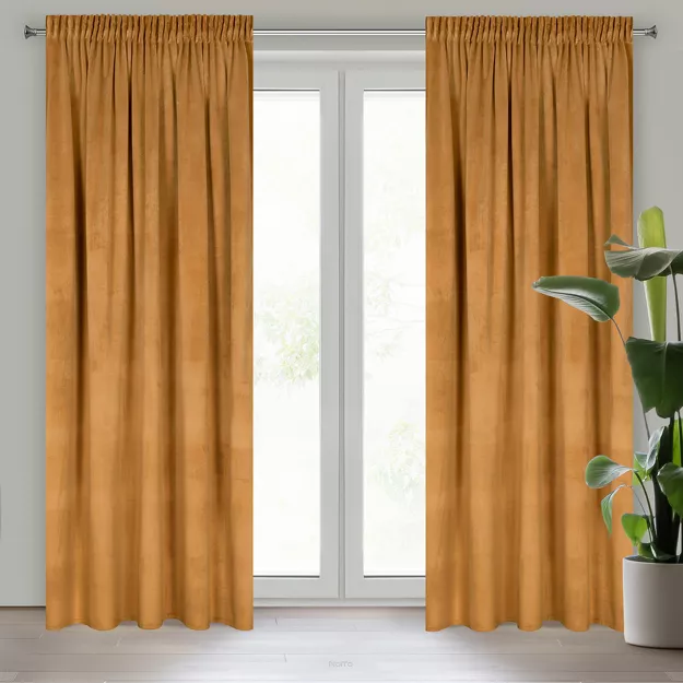 Zasłona gotowa na taśmie 140x270 ROSA welwetowa miodowa Design 91