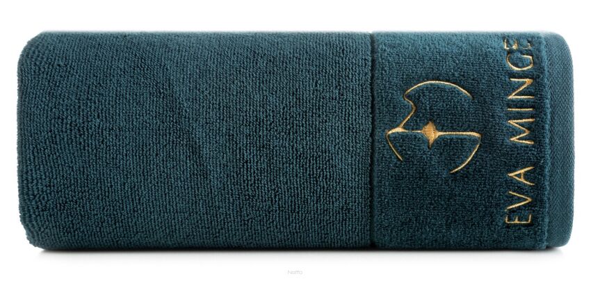 Ręcznik bawełniany 50x90 GAJA Eva Minge ciemna zieleń z welwetową bordiurą sygnowaną logo projektantki