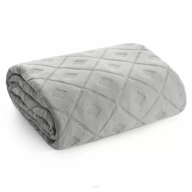 Narzuta 200x220 ALARA 6 srebrna pikowana z mikrofibry wzór wyrazistych rombów