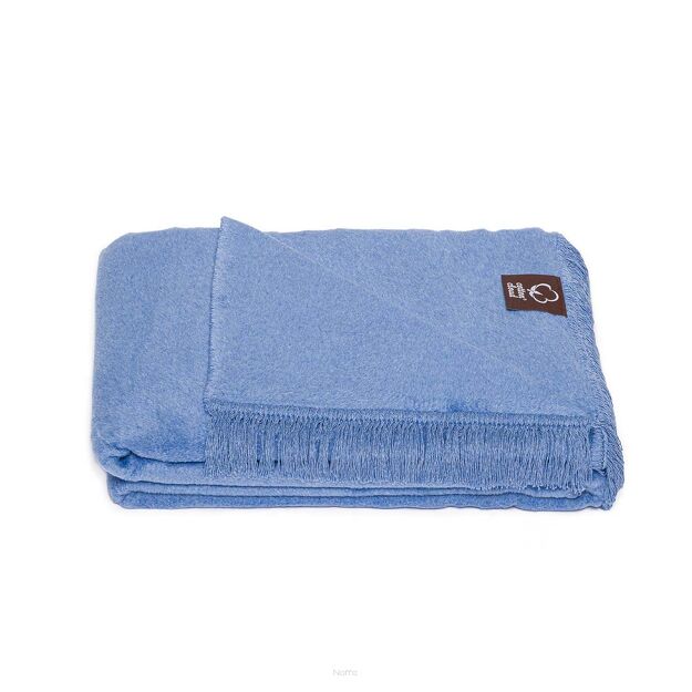 Koc bawełniany 150x200 0293-19 nordpol niebieski gładki z frędzlami
