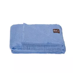 Koc bawełniany 150x200 0293-19 nordpol niebieski gładki z frędzlami