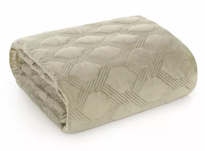 Narzuta welwetowa 200x220 SOFIA 5 beżowa pikowana hot press w geometryczny wzór