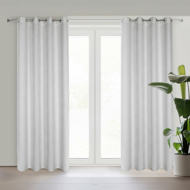 Zasłona na przelotkach 135x250 ALETA srebrna jednokolorowa z szenilu