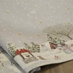 Nakładka świąteczna 100x100 1163 gobelinowa popielata z motywem zimowym i połyskującą złotą nicią - 2