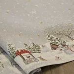 Nakładka świąteczna 100x100 1163 gobelinowa popielata z motywem zimowym i połyskującą złotą nicią - 6