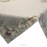 Nakładka świąteczna 100x100 1163 gobelinowa popielata z motywem zimowym i połyskującą złotą nicią - 6