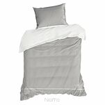 Pościel z makosatyny 220x200 EVA 9C szara z lamówką białą i napisami Eva Minge - 5