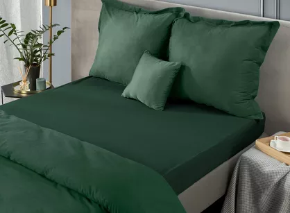 Prześcieradło z bawełny jersey z gumką ciemna zieleń 240x220 Design 91