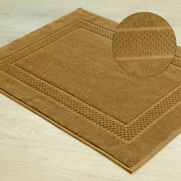 Dywanik bawełniany 50x70 CALEB miodowy z delikatnym tłoczeniem krateczki