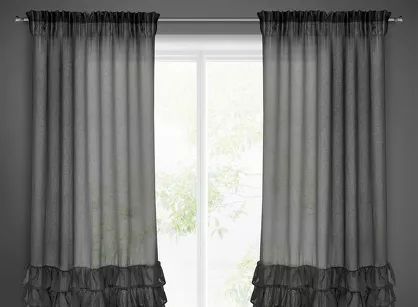Firana na taśmie 140x250 DOLLY czarna z falbanami