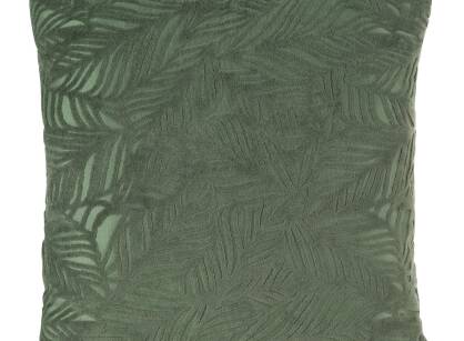 Poszewka welwetowa 40x40 OCTAVIA ciemna mięta z wzorem liści