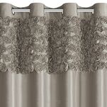 Zasłona na przelotkach 140x250 ROSES 13 Eva Minge welwetowa beżowa aplikacja róż 3D - 5