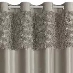 Zasłona na przelotkach 140x250 ROSES 13 Eva Minge welwetowa beżowa aplikacja róż 3D - 5