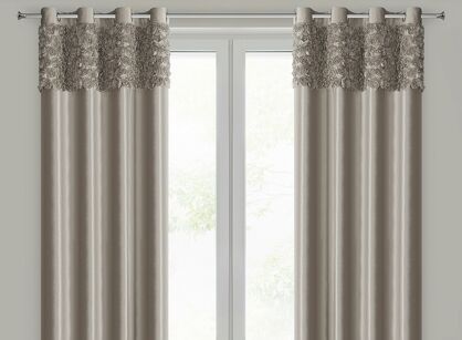 Zasłona na przelotkach 140x250 ROSES 13 Eva Minge welwetowa beżowa aplikacja róż 3D