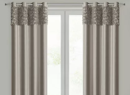 Zasłona na przelotkach 140x250 ROSES 13 Eva Minge welwetowa beżowa aplikacja róż 3D