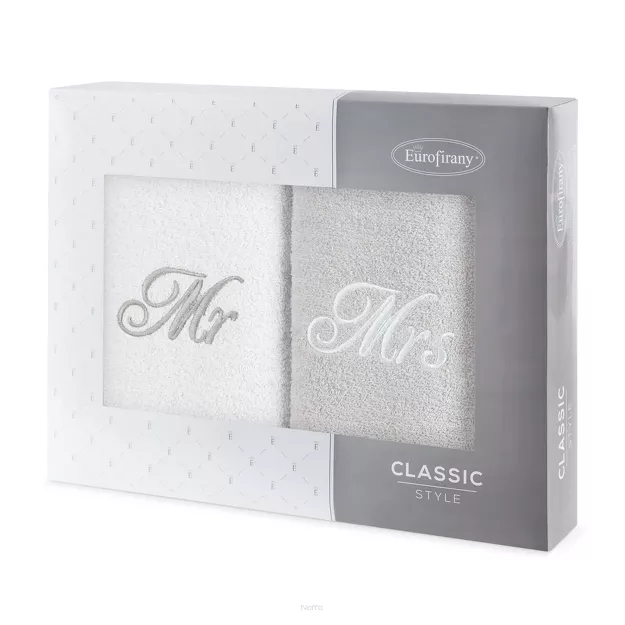 Komplet Ręczników 2x50x90 MR MRS białe srebrne