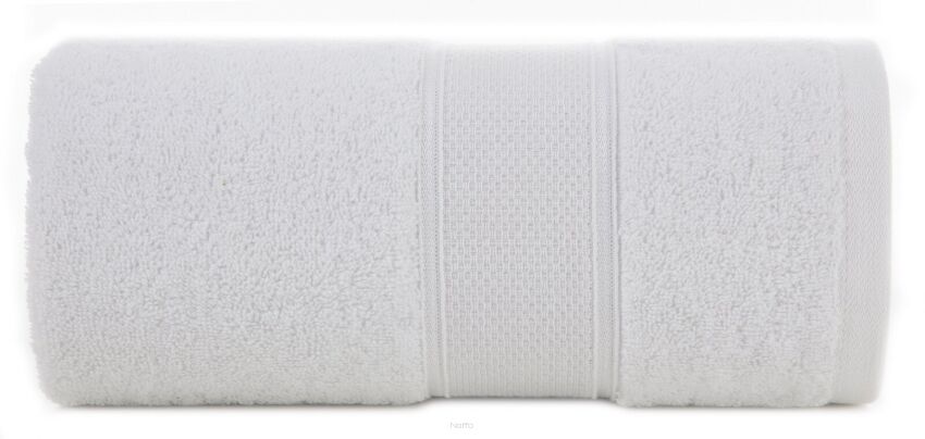 Ręcznik bawełniany 70x140 LIANA biały zdobiony bordiurą z błyszczącą nicią