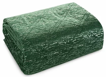 Narzuta welwetowa 170x210 LUIZ zielona błyszcząca srebrny przecierany wzór