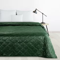 Narzuta welwetowa 170x210 LUIZ zielona błyszcząca srebrny przecierany wzór
