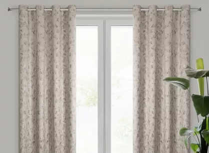 Zasłona na przelotkach 140x250 KORNELIA welwetowa jasny beż złocisty marmurkowy nadruk