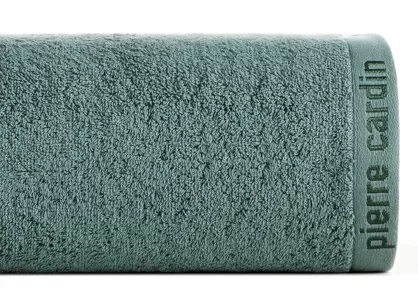 Ręcznik 70x140 EVI Pierre Cardin ciemna mięta zdobiony bordiurą w kolorze ręcznika z logo marki