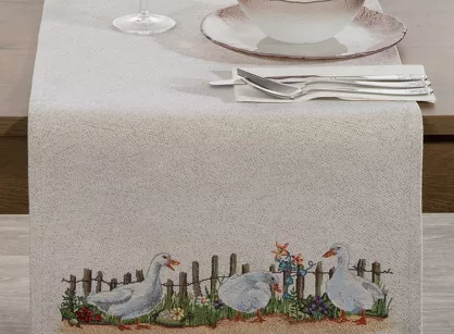 Bieżnik wielkanocny 40x100 4097 gobelinowy naturalny zielony gąski