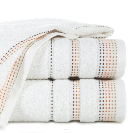 Ręcznik bawełniany 30x50 POLA biały z kolorową bordiurą zakończoną stebnowaniem
