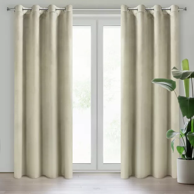 Zasłona gotowa na przelotkach 140x250 ROSA welwetowa kremowa Design 91