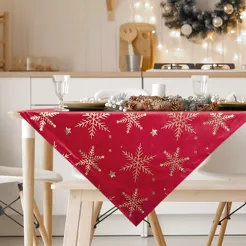 Nakładka świąteczna 85x85 14A welwetowa czerwona w śnieżynki
